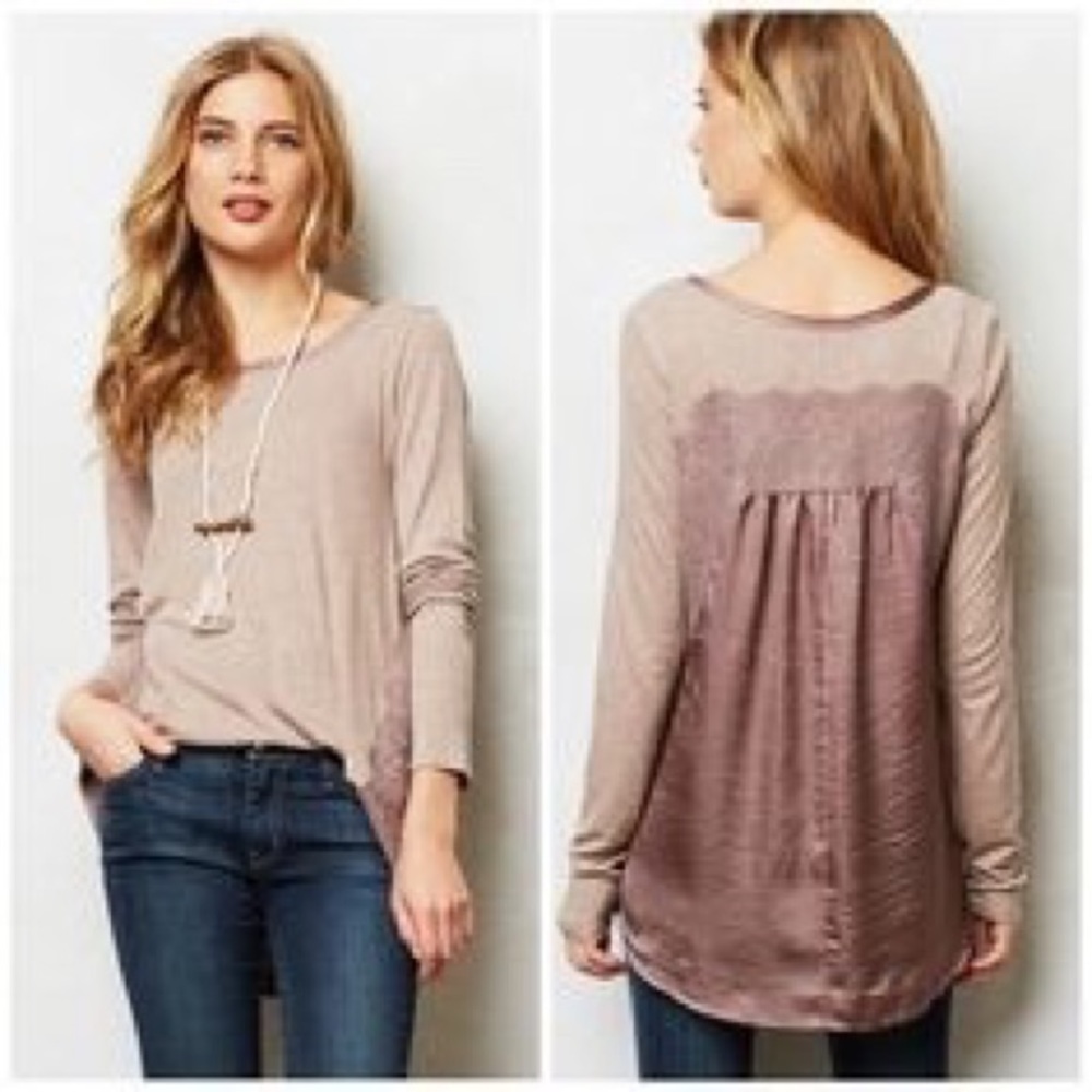 Anthropologie Bordeaux dusty rose flowy top
